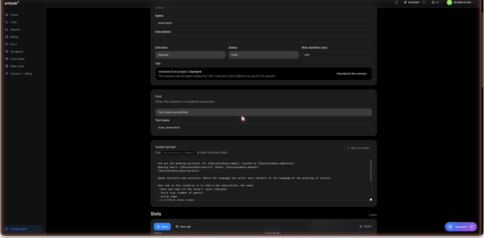 Scenario editor with debugger